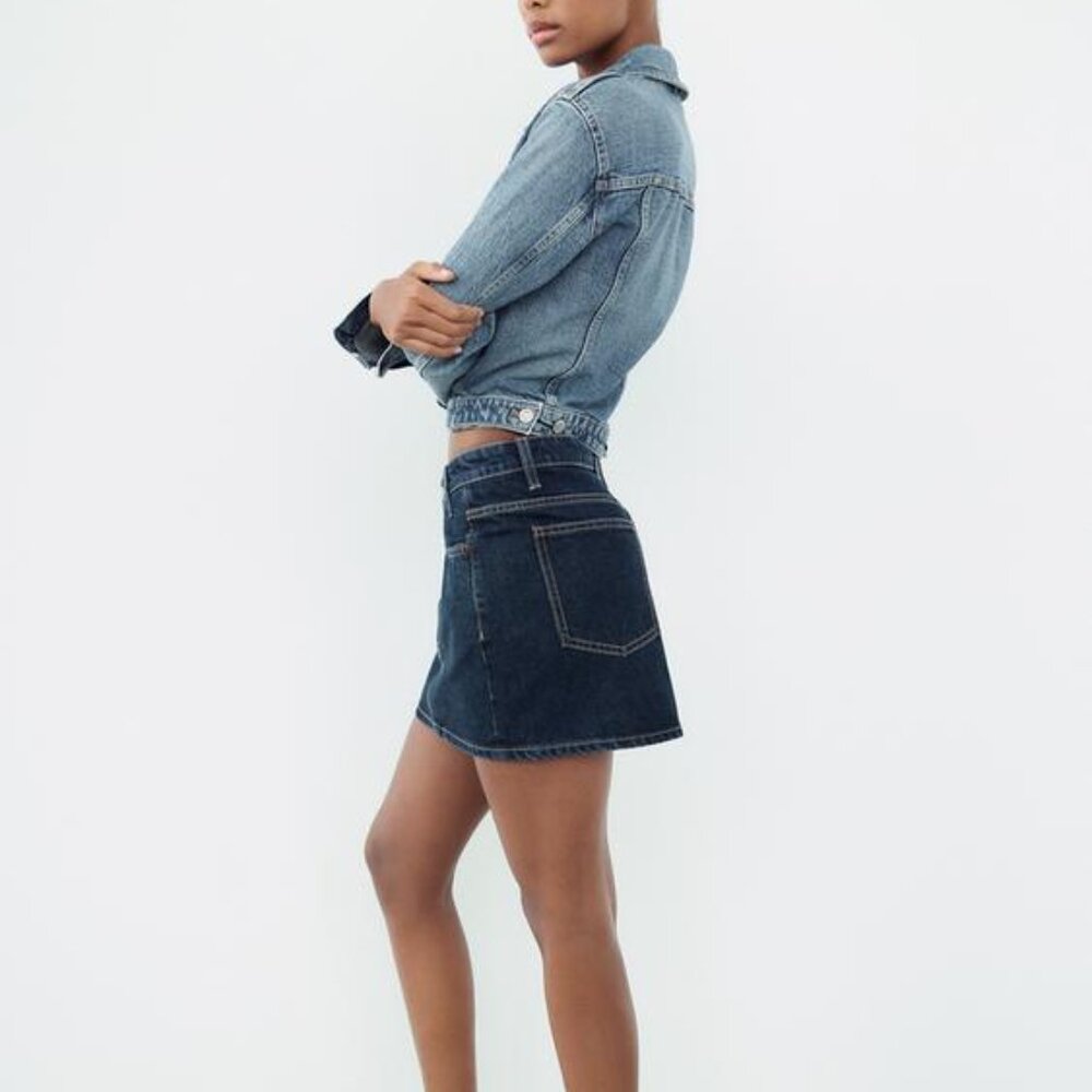 ZARA DENIM MINI SKIRT - Picture 7 of 9